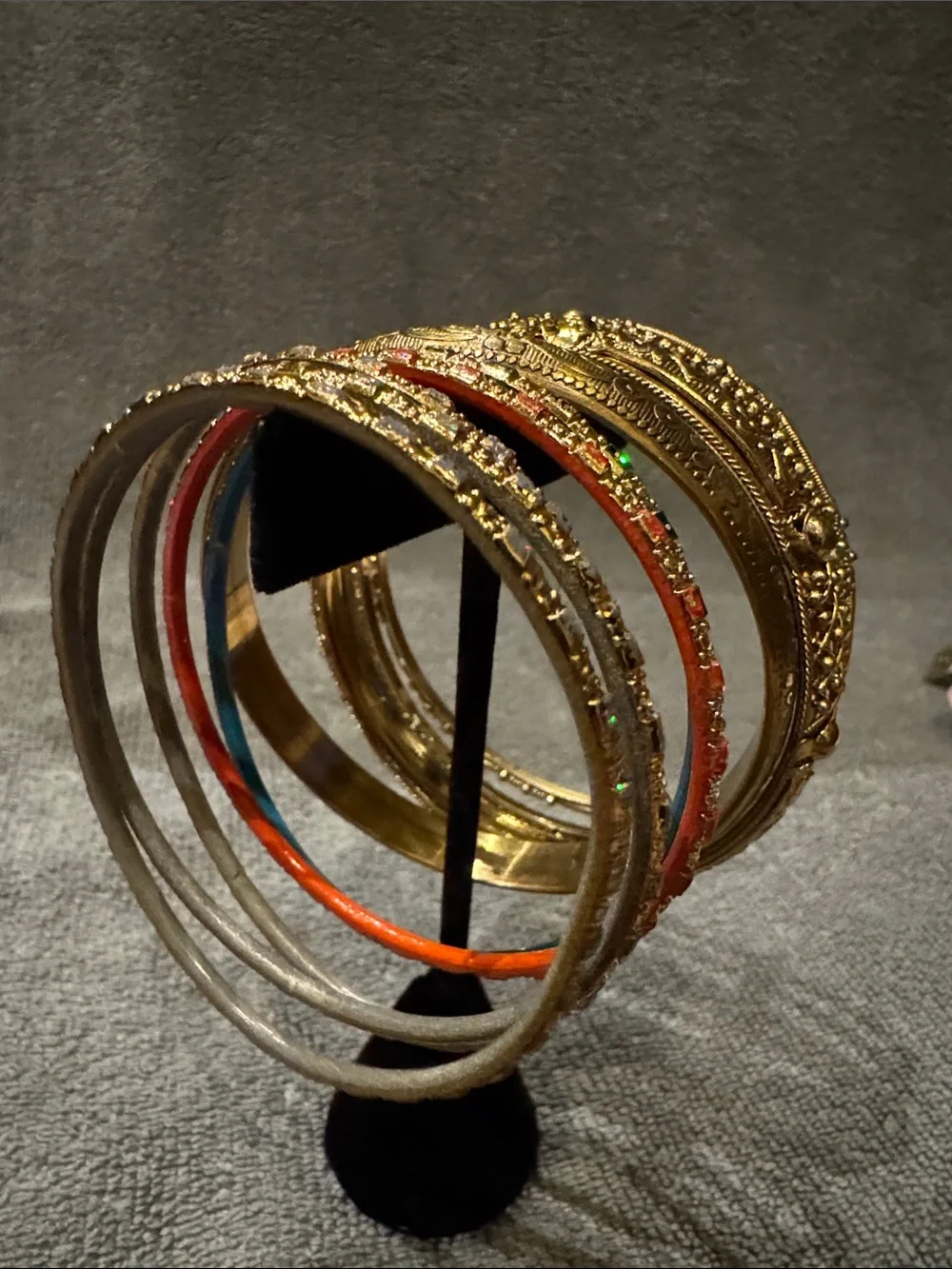 Gold-Tone Multi Bangle Bracelet Set of 9- Women Jewelry